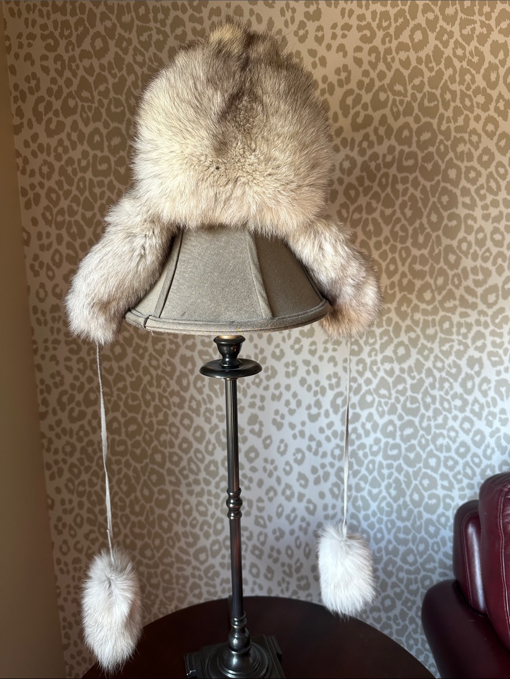 Real Fur Trapper Hat with Ear Flaps and Pom Pom Ties